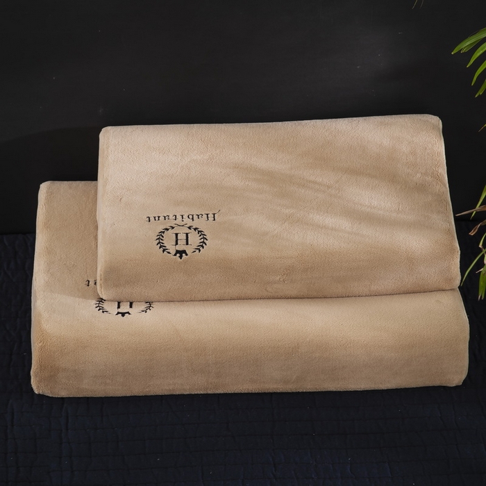 大黄蜂家居家纺 2025新款H款牛奶绒秋冬刺绣乳胶枕套 富贵驼