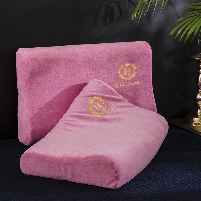 91家纺网 家纺一手货源 找家纺 大黄蜂家居家纺 2025新款H款牛奶绒秋冬刺绣乳胶枕套 西瓜红