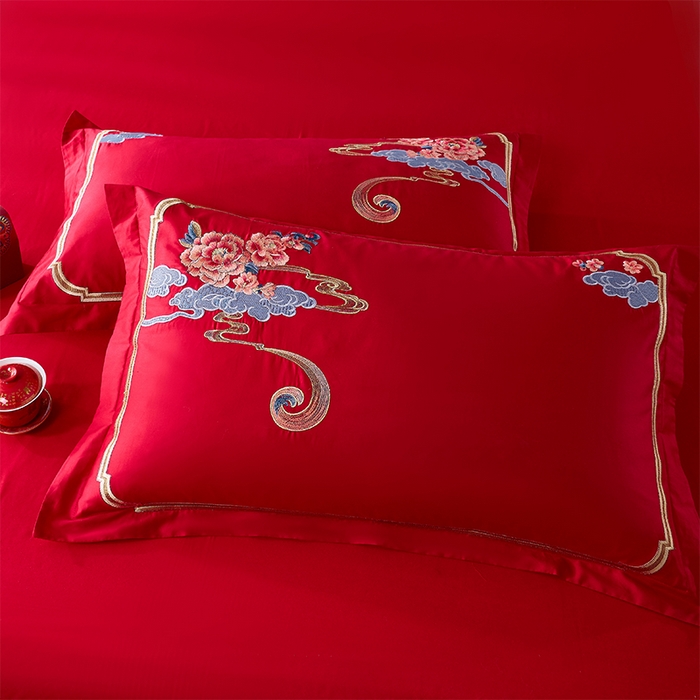 91家纺网 家纺一手货源 找家纺 博之洋婚庆 2025新款全棉新中式刺绣款婚庆四件套多件套 爱的宣言