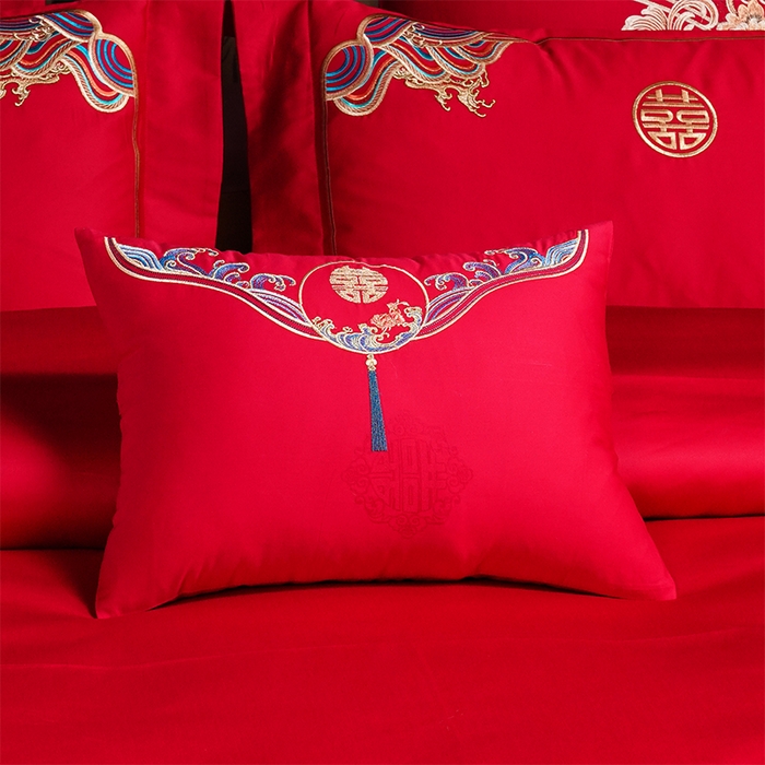 91家纺网 家纺一手货源 找家纺 博之洋婚庆 2025新款全棉新中式刺绣款婚庆四件套多件套 富贵牡丹-金