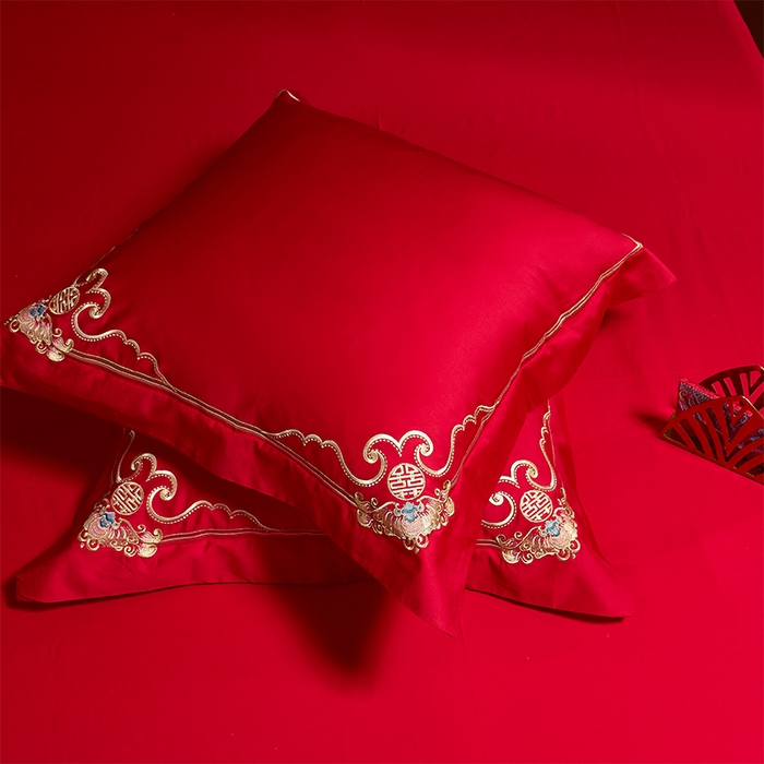 91家纺网 家纺一手货源 找家纺 博之洋婚庆 2025新款全棉新中式刺绣款婚庆四件套多件套 鸿运龙凤