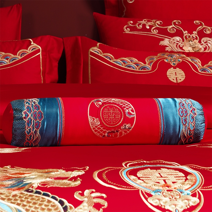 91家纺网 家纺一手货源 找家纺 博之洋婚庆 2025新款全棉新中式刺绣款婚庆四件套多件套 龙凤百年