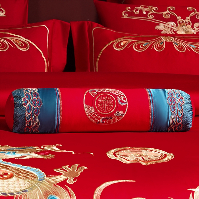 91家纺网 家纺一手货源 找家纺 博之洋婚庆 2025新款全棉新中式刺绣款婚庆四件套多件套 龙凤盛典