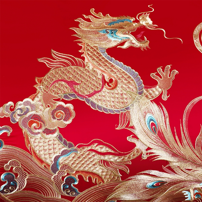 91家纺网 家纺一手货源 找家纺 博之洋婚庆 2025新款全棉新中式刺绣款婚庆四件套多件套 龙凤盛典