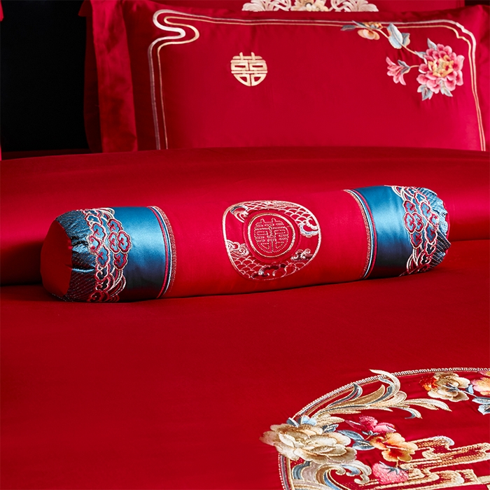 91家纺网 家纺一手货源 找家纺 博之洋婚庆 2025新款全棉新中式刺绣款婚庆四件套多件套 喜乐年华