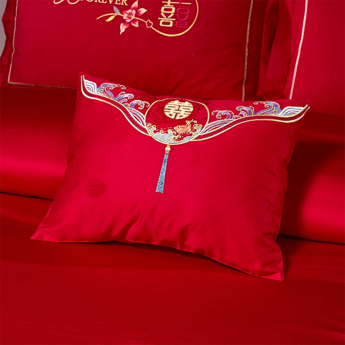 91家纺网 家纺一手货源 找家纺 博之洋婚庆 2025新款全棉新中式刺绣款婚庆四件套多件套 余生有你