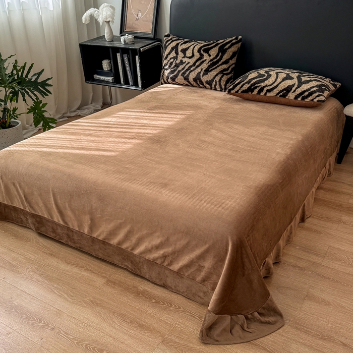 91家纺网 家纺一手货源 找家纺 乐窝家纺仓储 2025新款【8斤重】轻奢复古美拉德兔兔绒牛奶绒床单床笠床盖款四件套（日发50套优惠8元一套） 虎纹