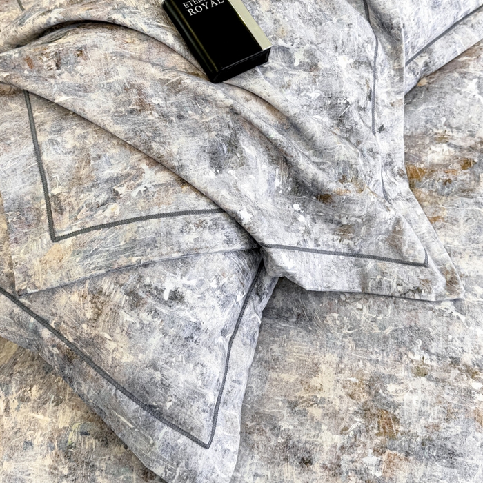 91家纺网 家纺一手货源 找家纺 2024新款全棉加厚长绒棉数码印花四件套淡雅清风-蓝