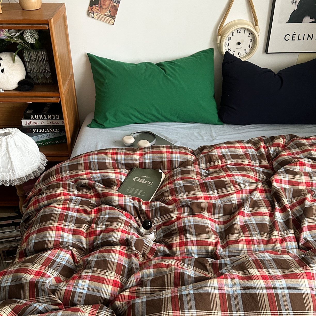 91家纺网 家纺一手货源 找家纺 （总）对白 2025新款全棉色织水洗棉四件套-伯爵红茶-海蓝