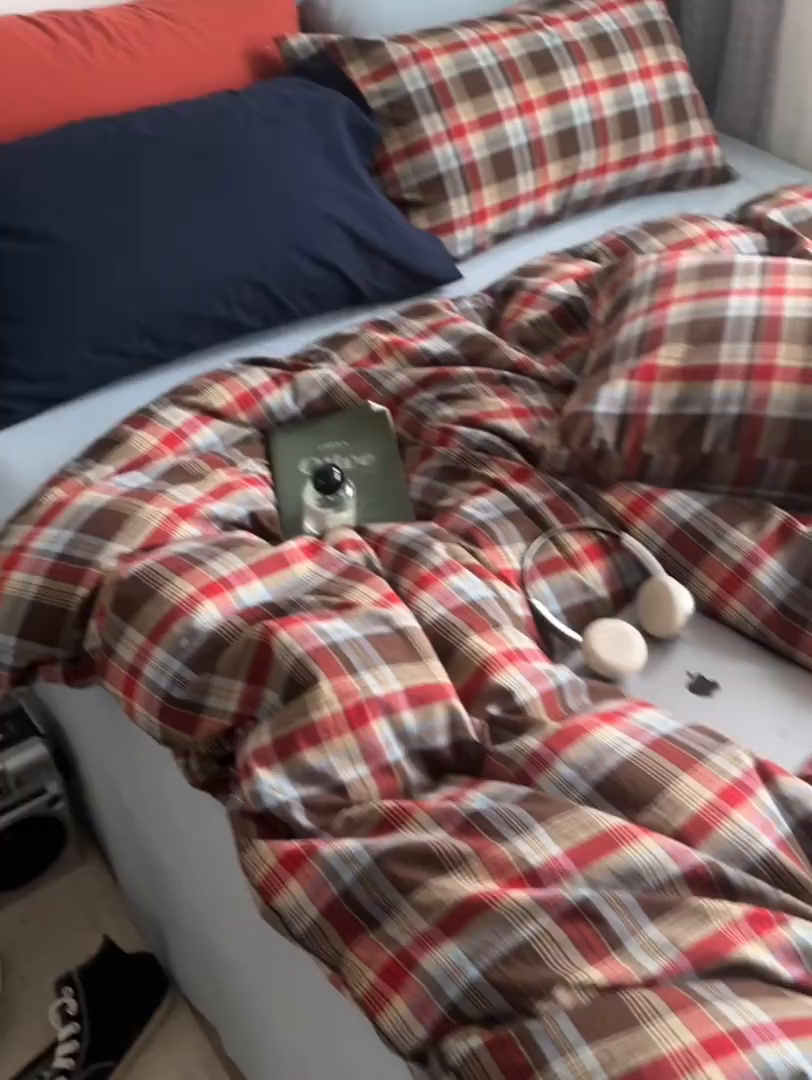 91家纺网 家纺一手货源 找家纺 （总）对白 2025新款全棉色织水洗棉四件套-伯爵红茶-海蓝