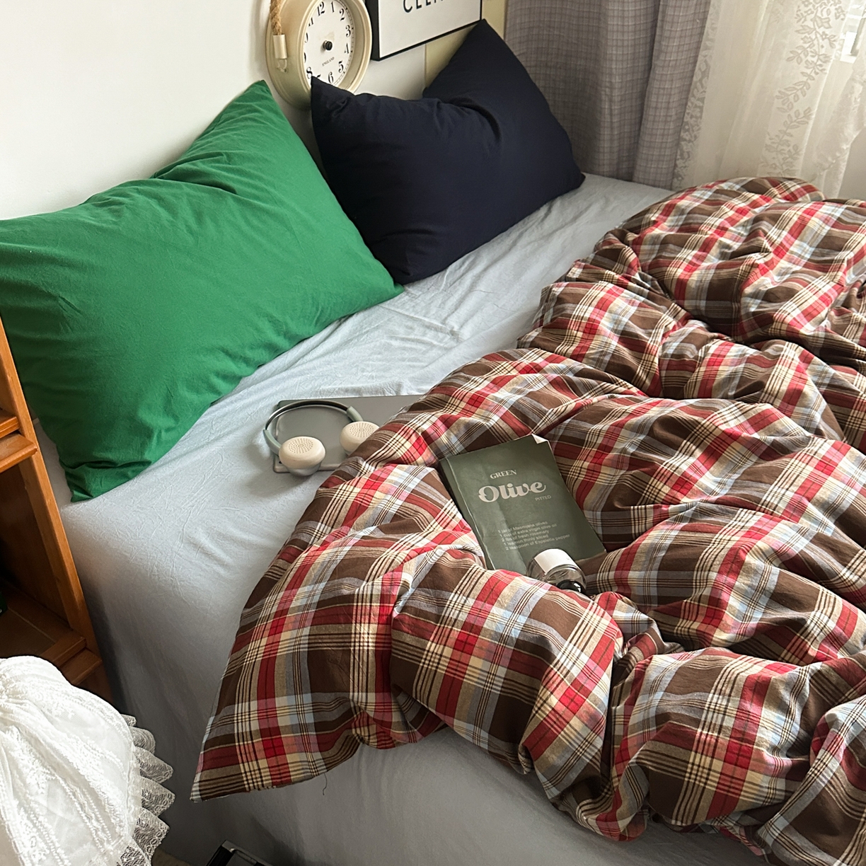 91家纺网 家纺一手货源 找家纺 对白 2025新款全棉色织水洗棉四件套-伯爵红茶-海蓝 伯爵红茶-海蓝-枕套海王绿+藏蓝