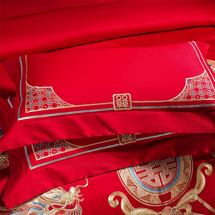 91家纺网 家纺一手货源 找家纺 （总）博之洋婚庆 2025新款全棉新中式刺绣款婚庆四件套多件套