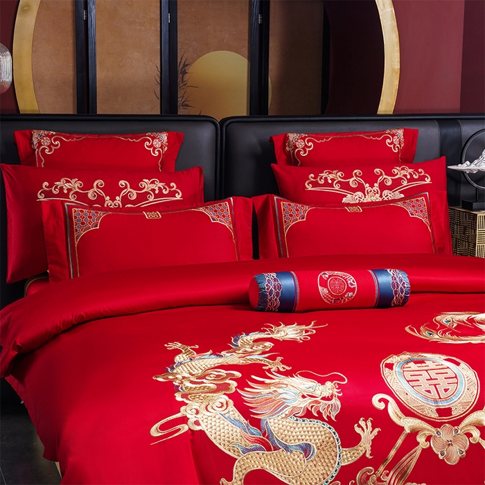 91家纺网 家纺一手货源 找家纺 （总）博之洋婚庆 2025新款全棉新中式刺绣款婚庆四件套多件套