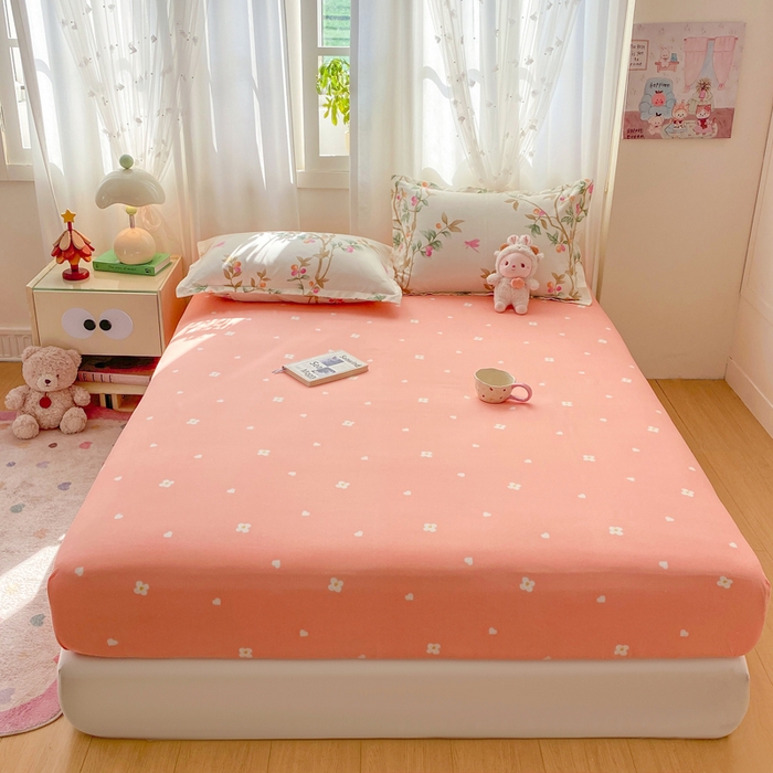 91家纺网 家纺一手货源 找家纺 红日子 2025新款生态斜纹植物羊绒单床笠磨毛床笠三件套 粉红