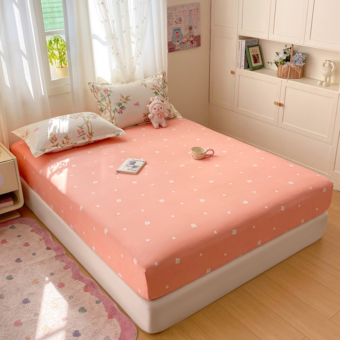 91家纺网 家纺一手货源 找家纺 红日子 2025新款生态斜纹植物羊绒单床笠磨毛床笠三件套 粉红