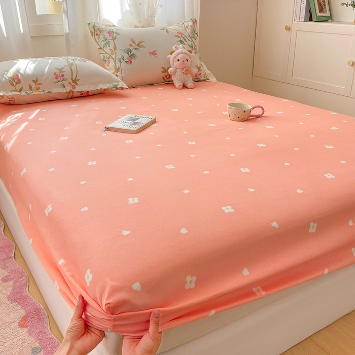 91家纺网 家纺一手货源 找家纺 红日子 2025新款生态斜纹植物羊绒单床笠磨毛床笠三件套 粉红