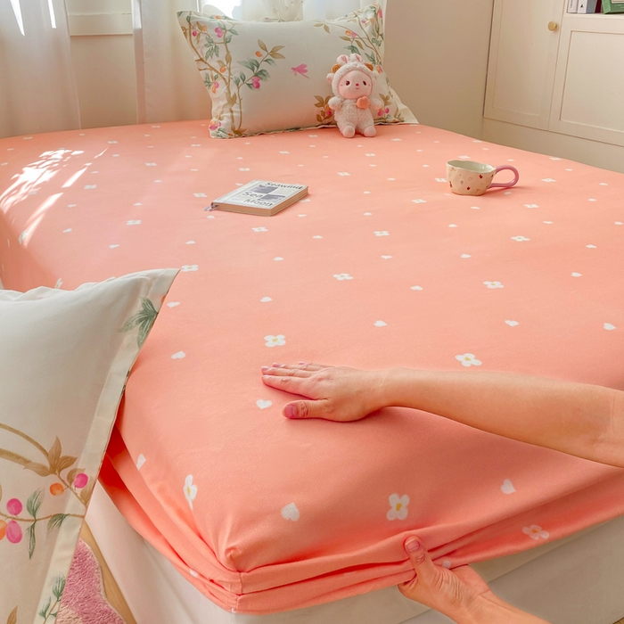 91家纺网 家纺一手货源 找家纺 红日子 2025新款生态斜纹植物羊绒单床笠磨毛床笠三件套 粉红