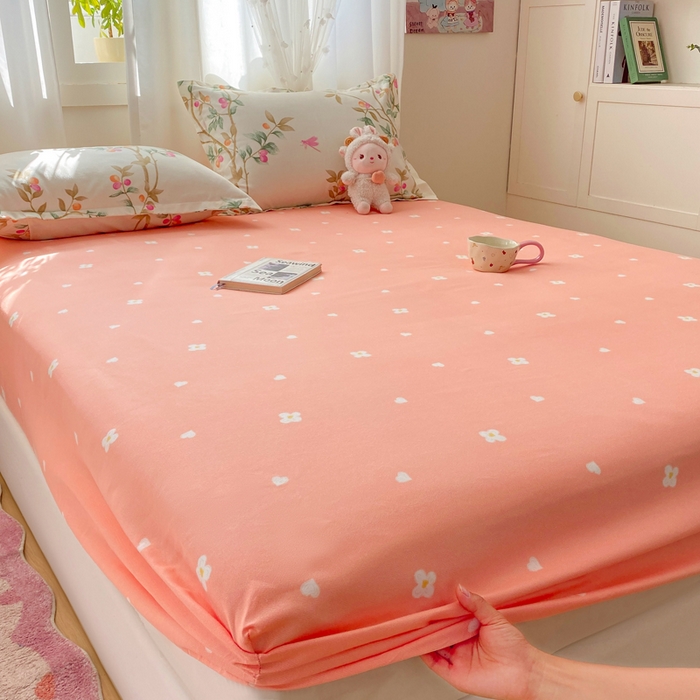 91家纺网 家纺一手货源 找家纺 红日子 2025新款生态斜纹植物羊绒单床笠磨毛床笠三件套 粉红