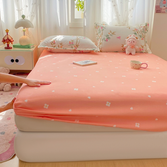 91家纺网 家纺一手货源 找家纺 红日子 2025新款生态斜纹植物羊绒单床笠磨毛床笠三件套 粉红