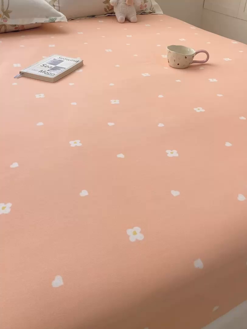 91家纺网 家纺一手货源 找家纺 红日子 2025新款生态斜纹植物羊绒单床笠磨毛床笠三件套 粉红