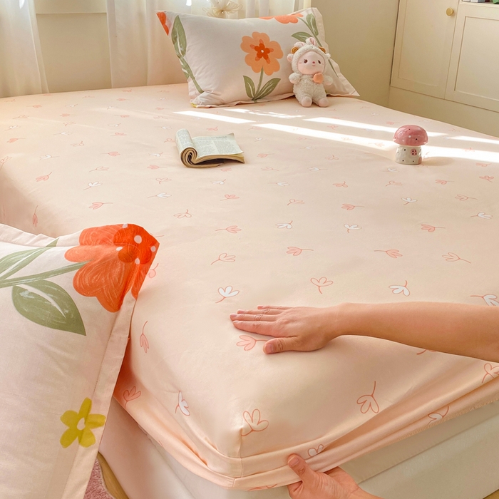 91家纺网 家纺一手货源 找家纺 红日子 2025新款生态斜纹植物羊绒单床笠磨毛床笠三件套 咖白