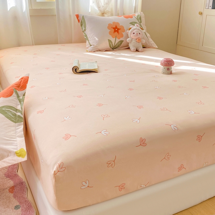 91家纺网 家纺一手货源 找家纺 红日子 2025新款生态斜纹植物羊绒单床笠磨毛床笠三件套 咖白