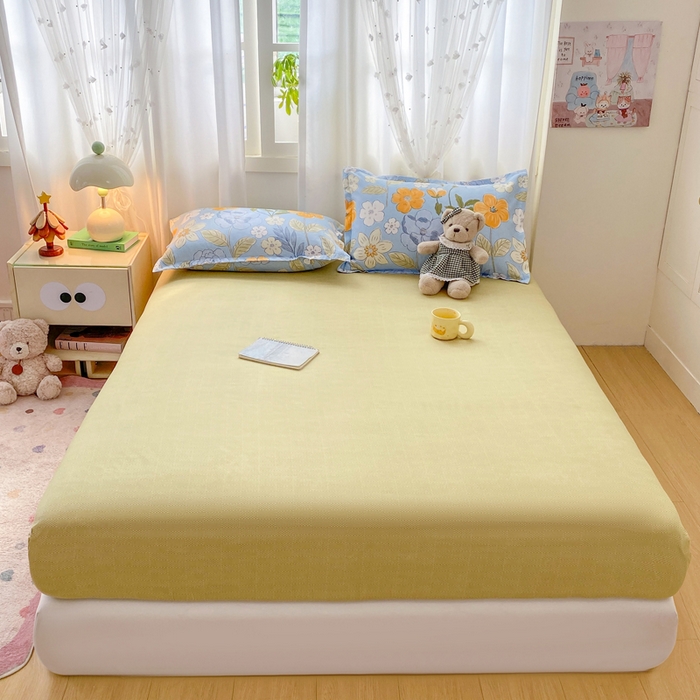 91家纺网 家纺一手货源 找家纺 红日子 2025新款生态斜纹植物羊绒单床笠磨毛床笠三件套 卡其