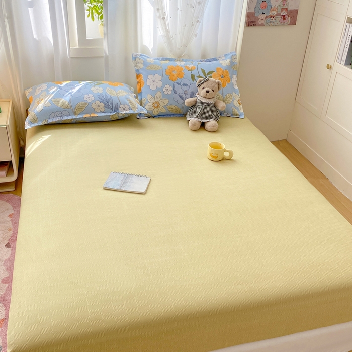 91家纺网 家纺一手货源 找家纺 红日子 2025新款生态斜纹植物羊绒单床笠磨毛床笠三件套 卡其