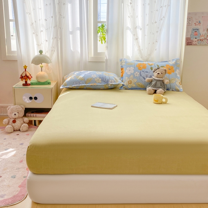 91家纺网 家纺一手货源 找家纺 红日子 2025新款生态斜纹植物羊绒单床笠磨毛床笠三件套 卡其