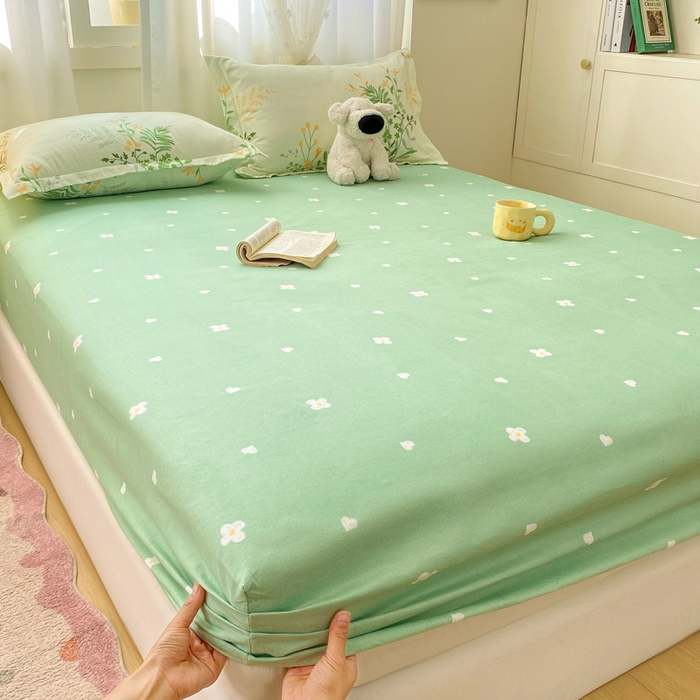 91家纺网 家纺一手货源 找家纺 红日子 2025新款生态斜纹植物羊绒单床笠磨毛床笠三件套 温青