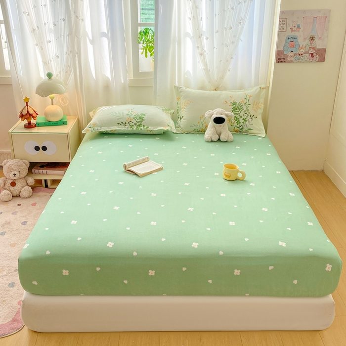 91家纺网 家纺一手货源 找家纺 红日子 2025新款生态斜纹植物羊绒单床笠磨毛床笠三件套 温青