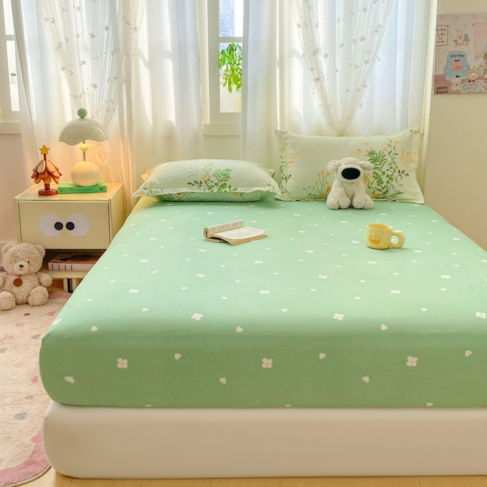 91家纺网 家纺一手货源 找家纺 红日子 2025新款生态斜纹植物羊绒单床笠磨毛床笠三件套 温青