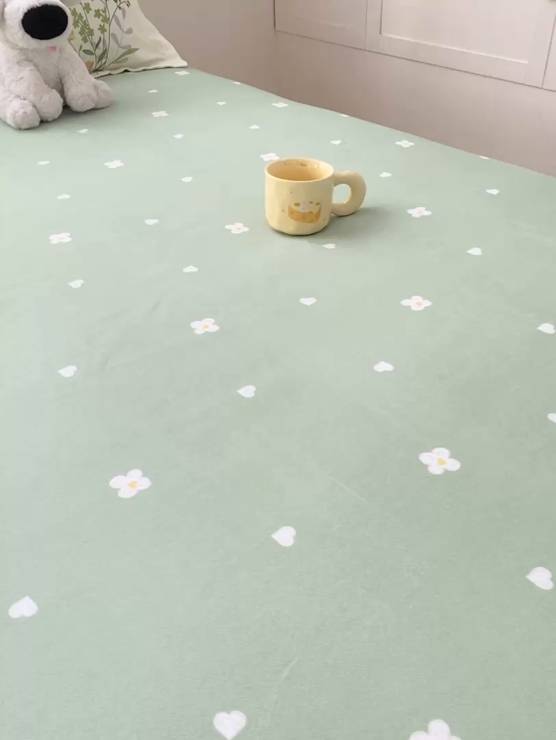 91家纺网 家纺一手货源 找家纺 红日子 2025新款生态斜纹植物羊绒单床笠磨毛床笠三件套 温青