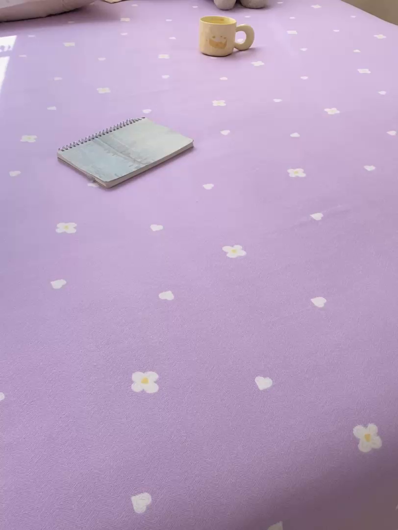 91家纺网 家纺一手货源 找家纺 红日子 2025新款生态斜纹植物羊绒单床笠磨毛床笠三件套 芋紫