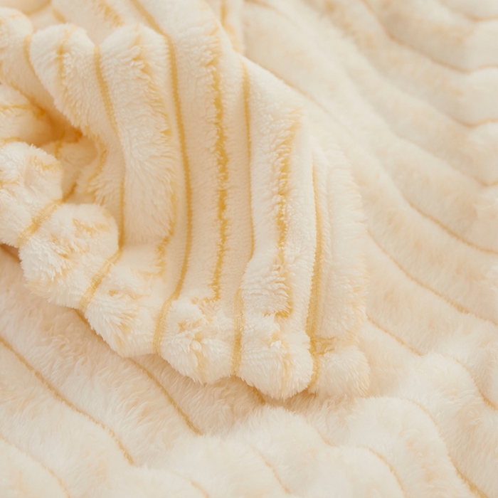 91家纺网 家纺一手货源 找家纺 楼兰公主毛毯专供 2025新款300克韩式风阳离子抽条毛毯 阳离子-黄