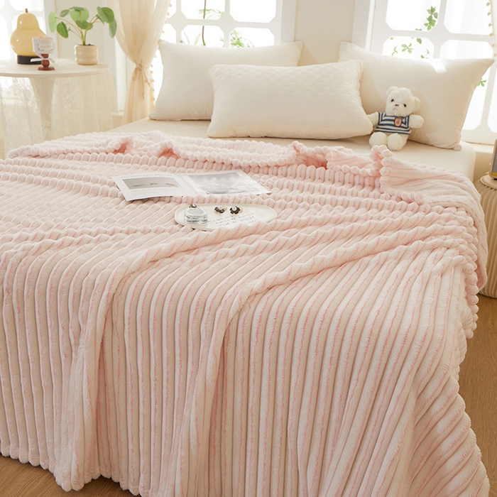 91家纺网 家纺一手货源 找家纺 （总）楼兰公主毛毯专供 2025新款300克韩式风阳离子抽条毛毯