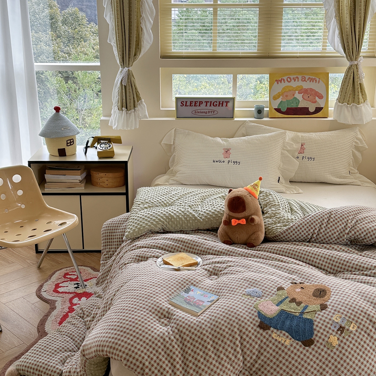 91家纺网 家纺一手货源 找家纺 有货 2025新款格调牛奶绒毛巾绣豆豆被系列 格调卡比巴拉