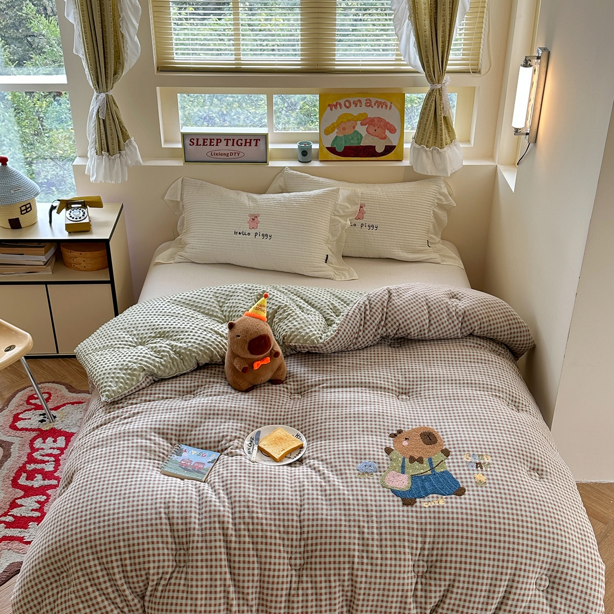 91家纺网 家纺一手货源 找家纺 （总）有货 2025新款格调牛奶绒毛巾绣豆豆被系列