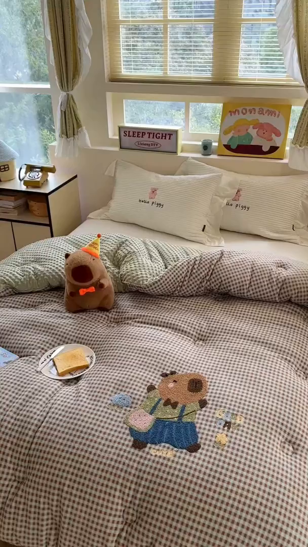 91家纺网 家纺一手货源 找家纺 （总）有货 2025新款格调牛奶绒毛巾绣豆豆被系列