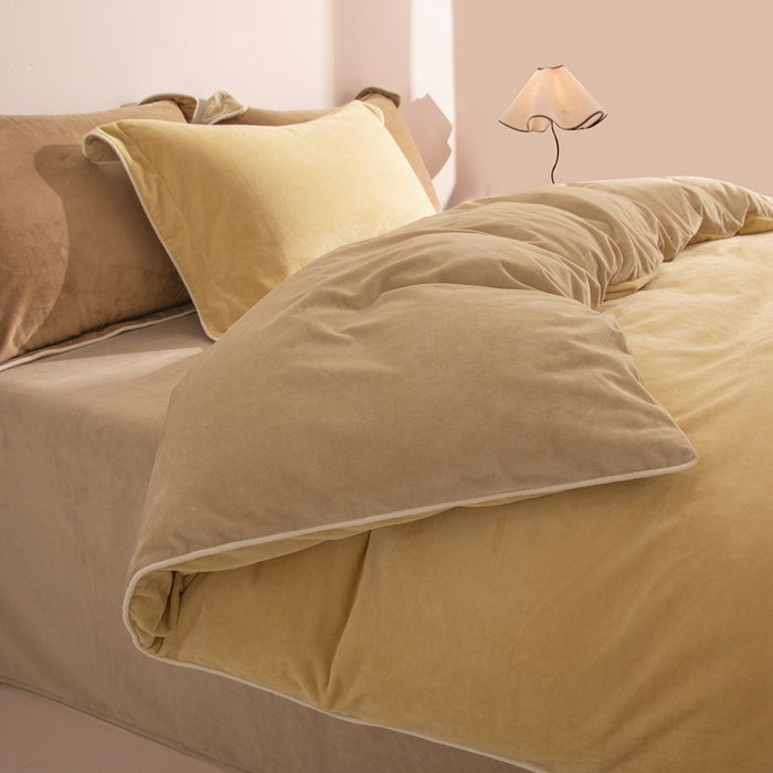 91家纺网 家纺一手货源 找家纺 安力森/诚臻酒店用品 2025新款麻绳婴儿绒四件套秋冬加厚亲肤保暖卧室床品套件 乳酪-米咖