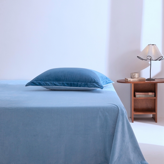 91家纺网 家纺一手货源 找家纺 安力森/诚臻酒店用品 2025新款麻绳婴儿绒四件套秋冬加厚亲肤保暖卧室床品套件 雾兰-浅蓝