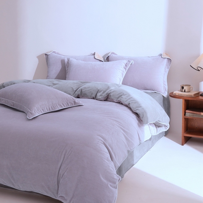 91家纺网 家纺一手货源 找家纺 安力森/诚臻酒店用品 2025新款麻绳婴儿绒四件套秋冬加厚亲肤保暖卧室床品套件 芋泥-浅灰