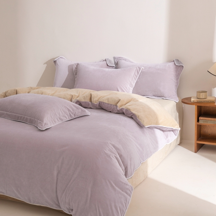 91家纺网 家纺一手货源 找家纺 安力森/诚臻酒店用品 2025新款麻绳婴儿绒四件套秋冬加厚亲肤保暖卧室床品套件 芋泥-奶咖