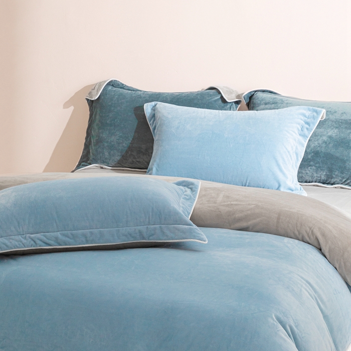 91家纺网 家纺一手货源 找家纺 安力森/诚臻酒店用品 2025新款麻绳婴儿绒四件套秋冬加厚亲肤保暖卧室床品套件 浅蓝-银灰