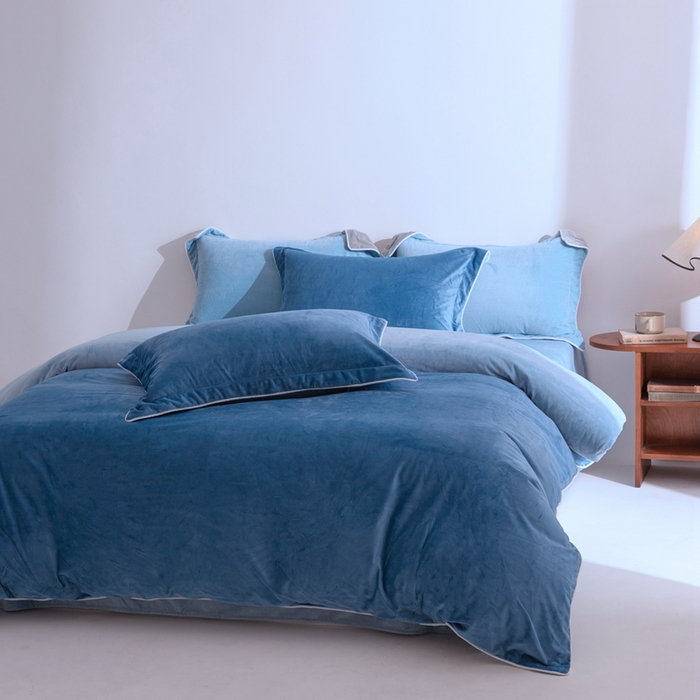 91家纺网 家纺一手货源 找家纺 安力森/诚臻酒店用品 2025新款麻绳婴儿绒四件套秋冬加厚亲肤保暖卧室床品套件 雾兰-浅蓝