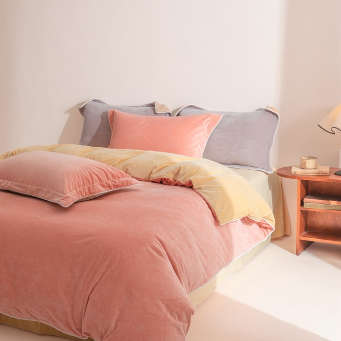 91家纺网 家纺一手货源 找家纺 安力森/诚臻酒店用品 2025新款麻绳婴儿绒四件套秋冬加厚亲肤保暖卧室床品套件 橘粉-乳酪