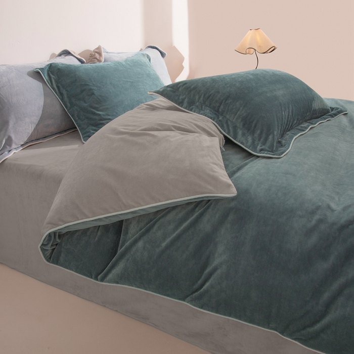 91家纺网 家纺一手货源 找家纺 安力森/诚臻酒店用品 2025新款麻绳婴儿绒四件套秋冬加厚亲肤保暖卧室床品套件 神秘灰-浅灰