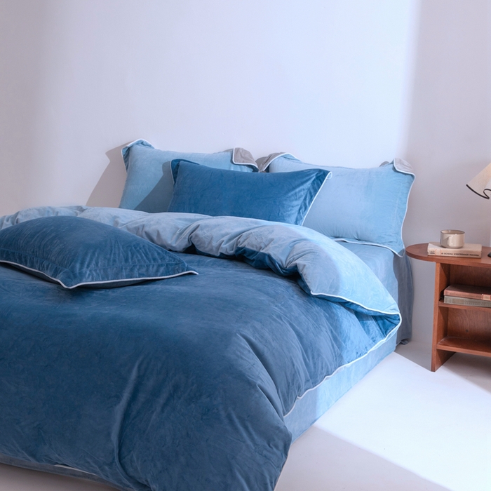 91家纺网 家纺一手货源 找家纺 安力森/诚臻酒店用品 2025新款麻绳婴儿绒四件套秋冬加厚亲肤保暖卧室床品套件 雾兰-浅蓝