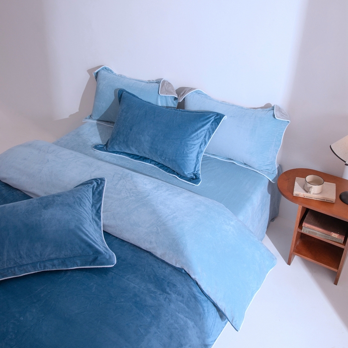 91家纺网 家纺一手货源 找家纺 安力森/诚臻酒店用品 2025新款麻绳婴儿绒四件套秋冬加厚亲肤保暖卧室床品套件 雾兰-浅蓝