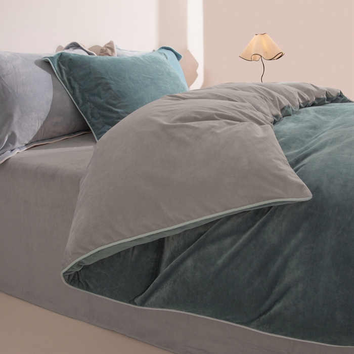 91家纺网 家纺一手货源 找家纺 安力森/诚臻酒店用品 2025新款麻绳婴儿绒四件套秋冬加厚亲肤保暖卧室床品套件 神秘灰-浅灰